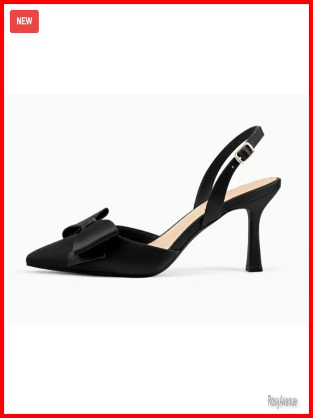 Womens Slingback Kitten Heels Bow Satin Closed Pointed Toe Pumps D'Orsay Slip